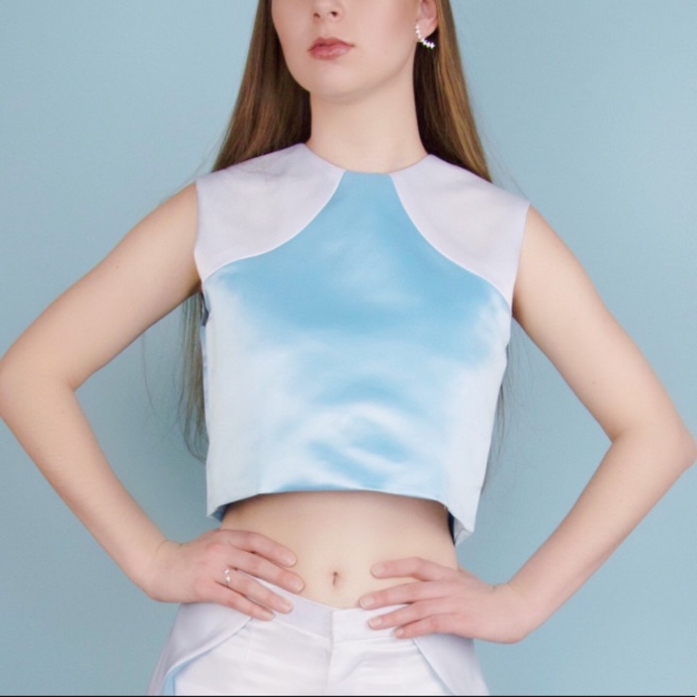 Betsy Blue and White Crop Top